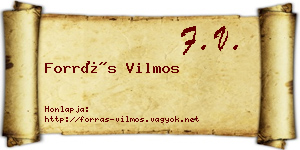 Forrás Vilmos névjegykártya